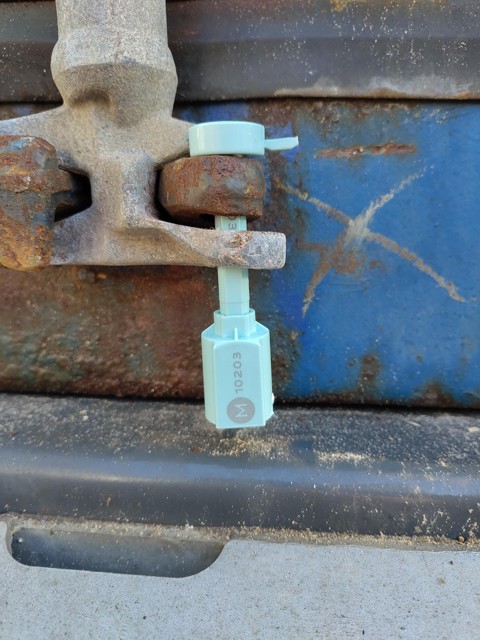 Das Bild zeigt einen verplombten Container