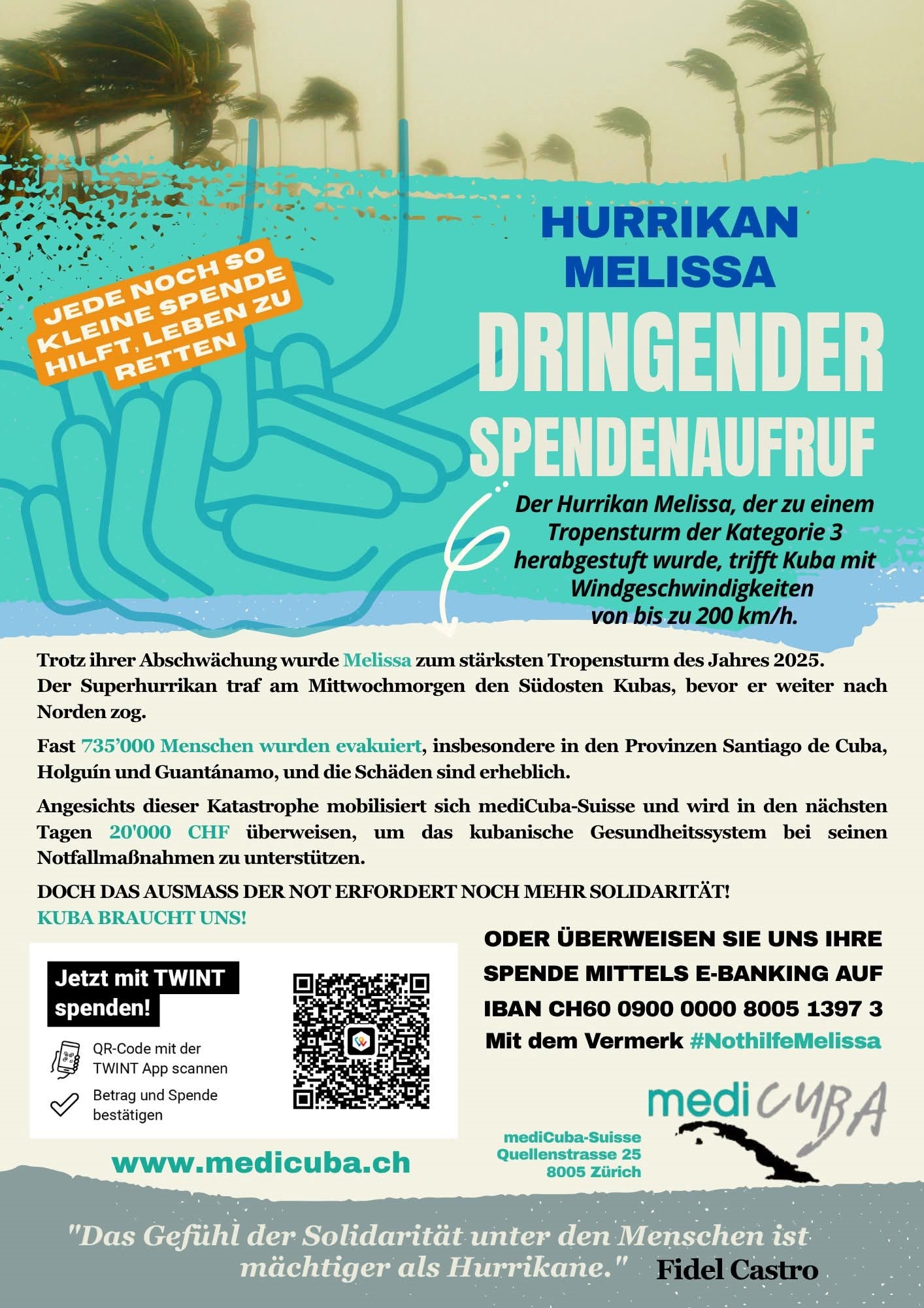 Der originale Spendenaufruf von mediCuba Europa