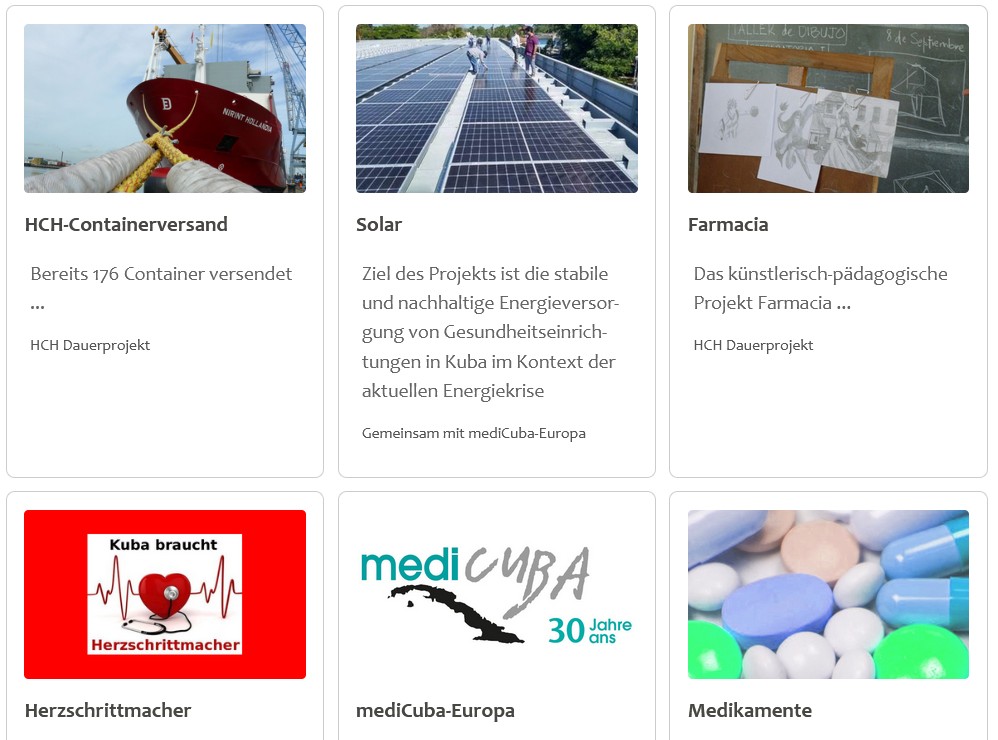 Übersichtsausschnitt der HCH-Projekte