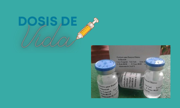 Das Heparin Projekt, Dosis de la vida. gezeigt wird eine Impfdosis und das Symbolfoto mit der Impfspritze.