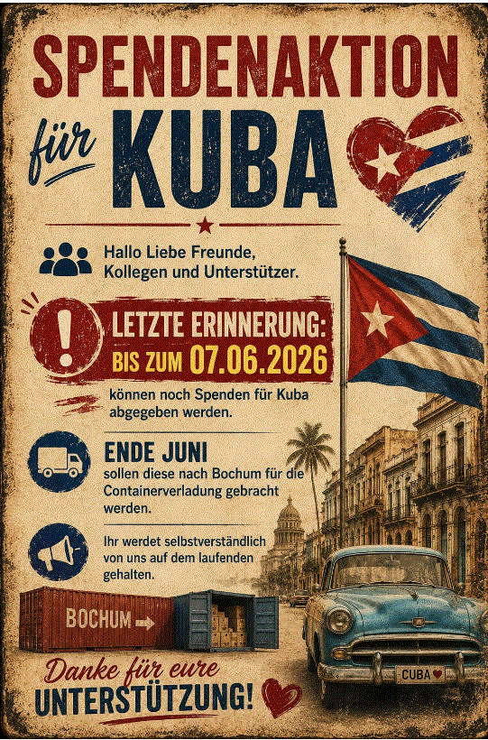 Der Spendenaufruf für Kuba unserer Mitglieder in Brandenburg